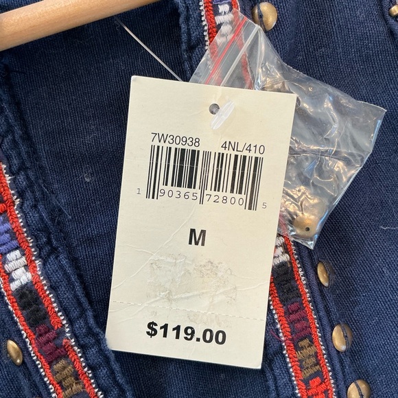 NWT Lucky Brand Boho Top Jacket Women's M Peplum Tassels Rivets Embroidered Trim - Picture 7 of 12